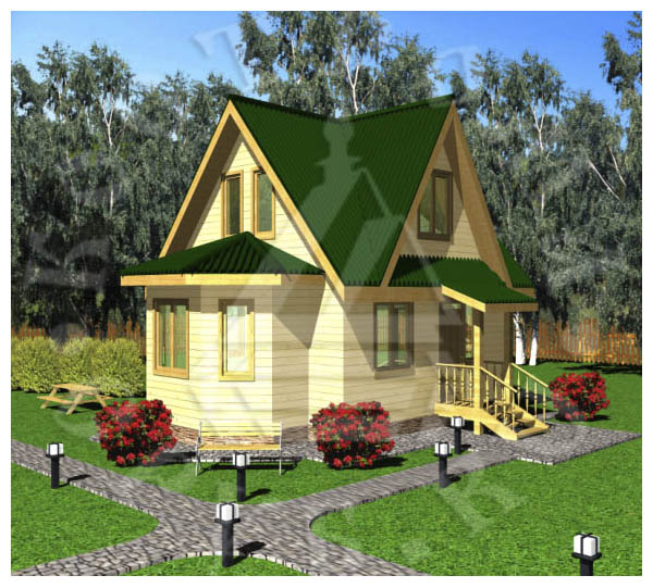 Проект деревянного дома 6х8, брус 150х150, мансарда, цена от 585000 руб.