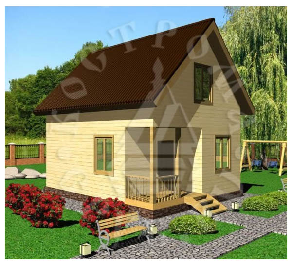 Проект дома из бруса 8х6, дачный с мансардой, цена от 596000 руб.