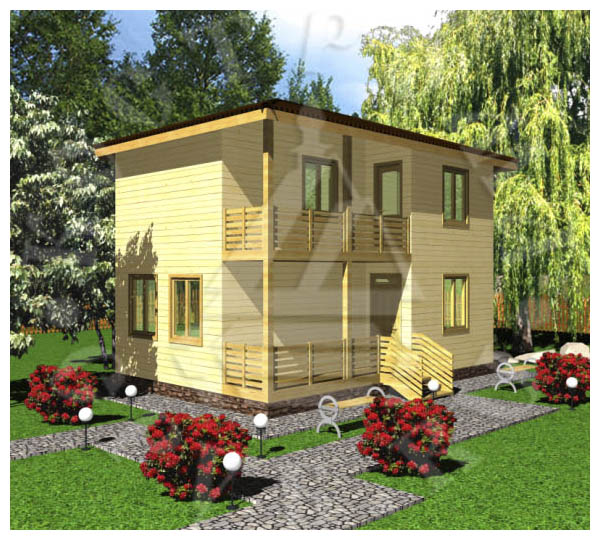 Проект брусового дома 6х9, двухэтажный с террасой и балконом цена от 813000 руб. в Москве