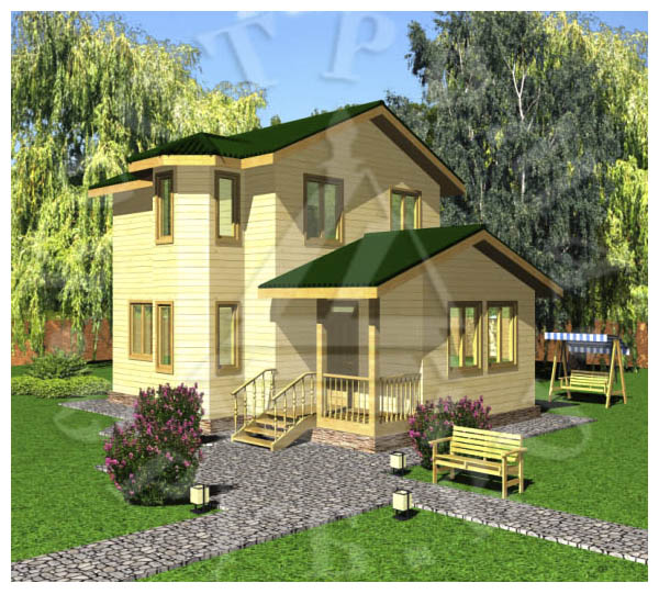 Проект дома из бруса 6х10 с эркером, двухэтажный, цена от 1008000 руб.