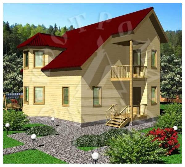 Проект брусового дома 9х8 с эркером, двухэтажный, цена от 1235000 руб.