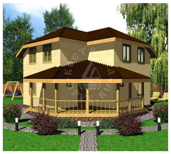 Проект загородного дома 9х9 с террасой, двухэтажный, цена от 1218000 руб.