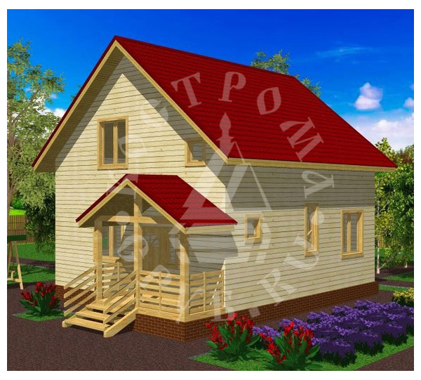 Проект деревянного дома 8х7 с мансардным этажом, цена от 911000 руб. в Москве